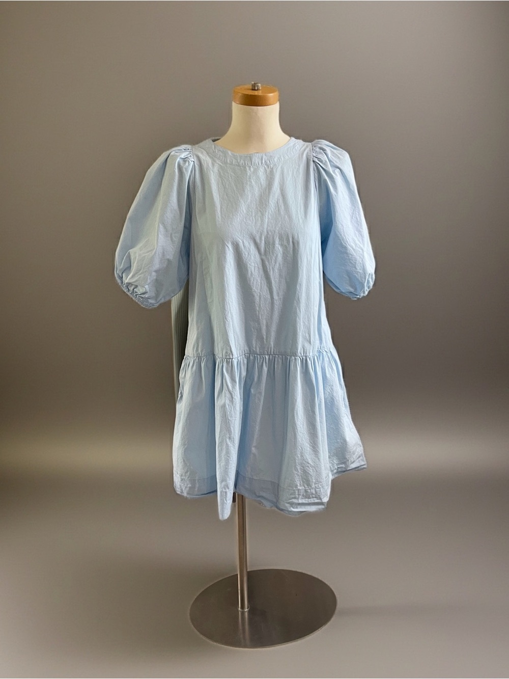 Harlow & Rose Light Blue Puff Sleeve Mini Dress